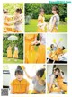 A collage of photos of a woman in a yellow dress.